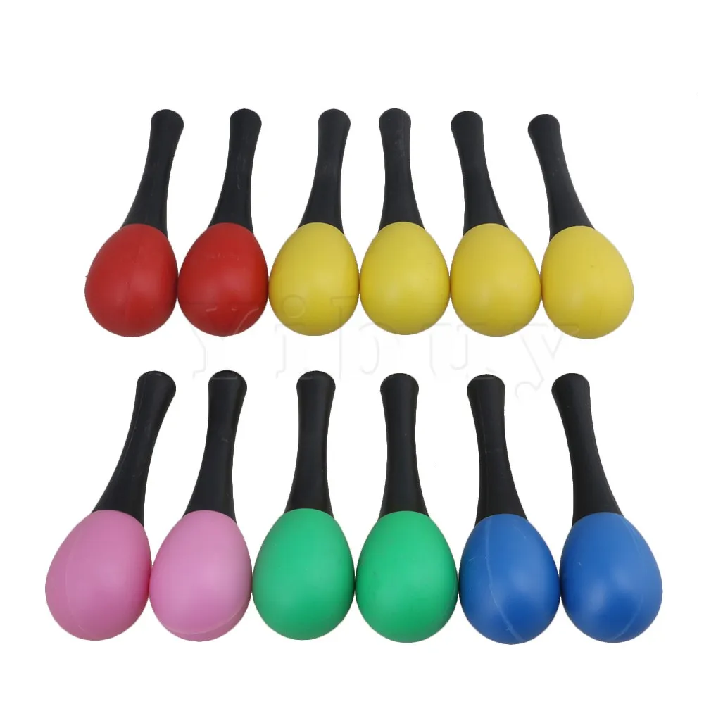 Yibuy 13x3.9cm Colorful Plastic Maracas Rattle Shakers Musical Educational Toys for Kid Baby Pack of 12