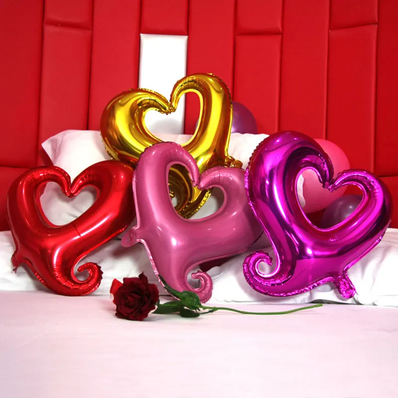 1PC 18-inch Love Flower Hollow Heart Shape Foil Balloons valentine's day Wedding Birthday Party Celebration Decoration Balloon