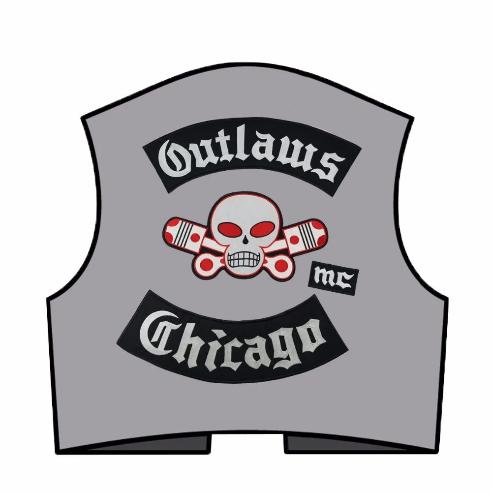 Original Outlaw Chicago Forgives biker patch Embroidered Iron On Rider full set big Patch for clothing