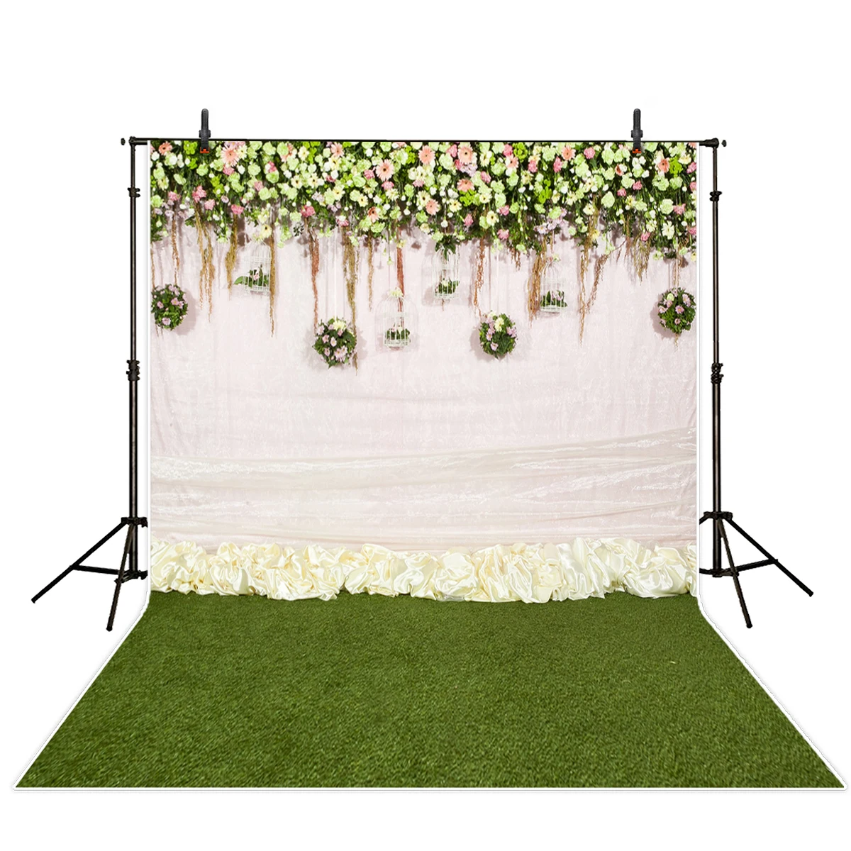 Allenjoy romantic floral backdrop for wedding ceremony valentine white rose flower plants photography backdrop photo studio prop