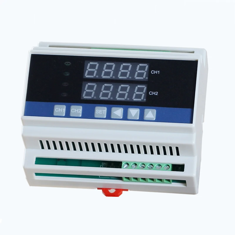 dual channels 4-20mA input Din type 2 ways controller measure multi points can connect with 2 sensors