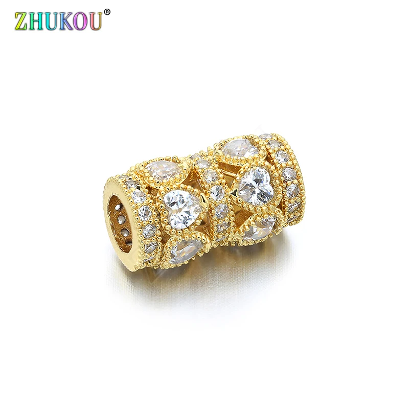 8*14mm Brass Cubic Zirconia Round-brilliant-shape for DIY Jewelry Accessories, Hole: 4.5mm, Mixed Color, Model: VW16