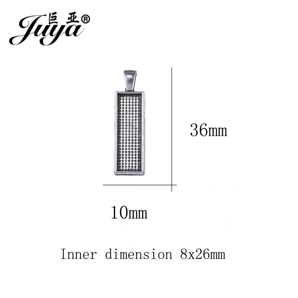 10 Cái/lốc 8X26Mm Hình Chữ Nhật Mặt Dây Chuyền Cabochon Đế Thiết Lập Cho Mặt Dây Chuyền Vòng Cổ Vòng Tay DIY Trang Sức Làm Cho Những Phát Hiện Phụ Kiện