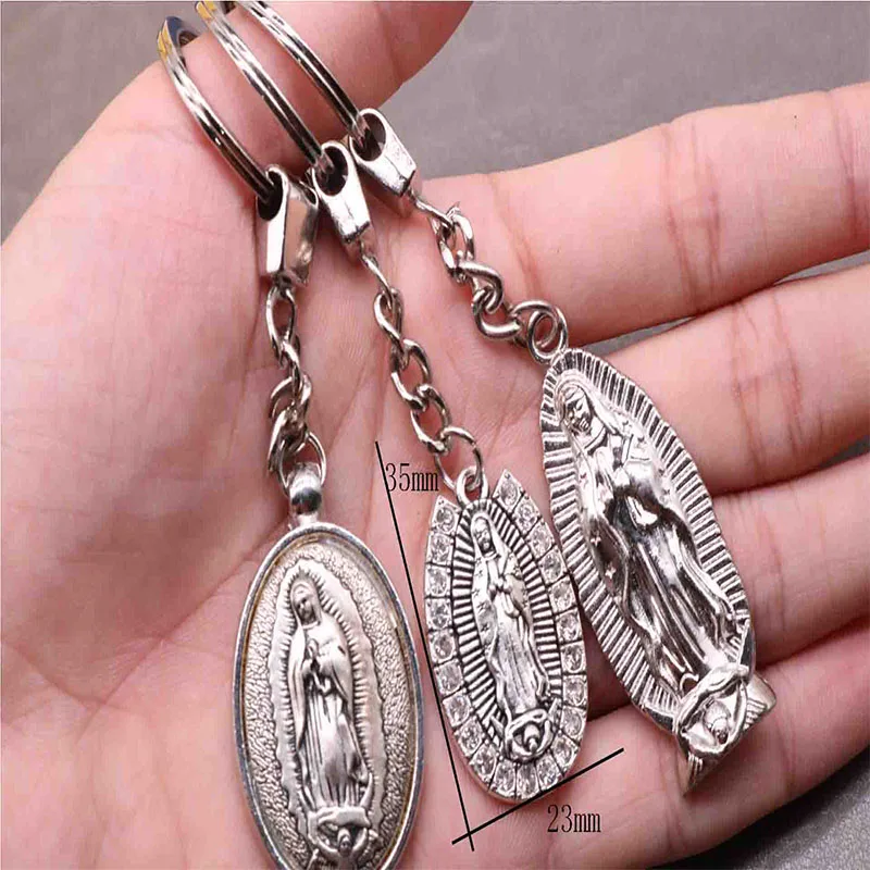 Christ Jesus Key Ring, Virgin Keychain Virgin Key, Men\'s and Women\'s Backpack Pendant. Our Lady of Guadalupe Ring Circle