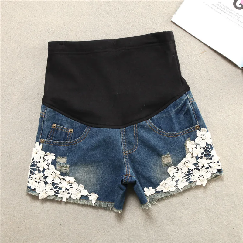 Pantalones vaqueros cortos de embarazada para mujer, ropa de maternidad informal, pantalones cortos de cintura ajustable, simples, delgados, para el