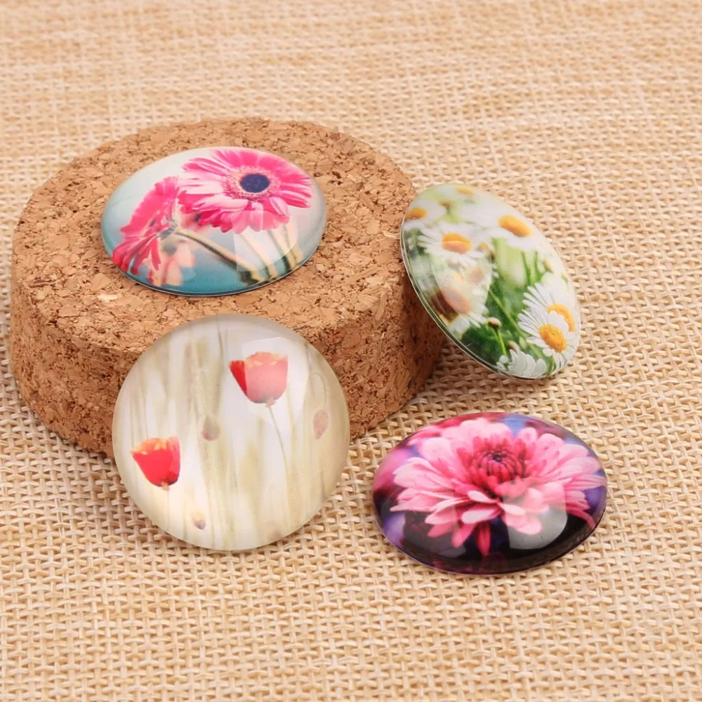 Onwear mix nature flower photo round glass cabochon 12mm 20mm 25mm diy domed jewelry cameo cabochons for pendant necklace