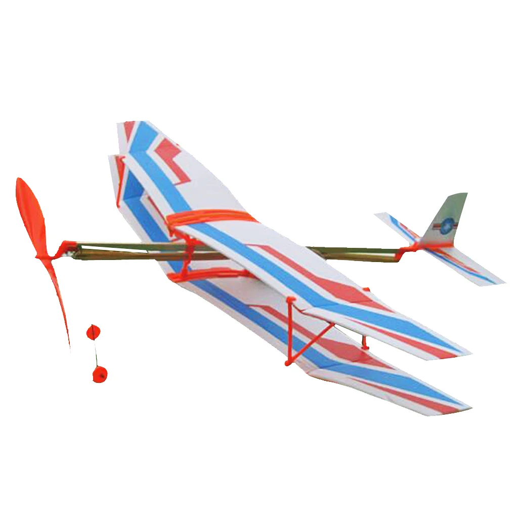 MagiDeal Hot  1Pc Assembly Airplane Aircraft Launched Powered By Rubber Band for Flying Performance Children Funny Toy Gift