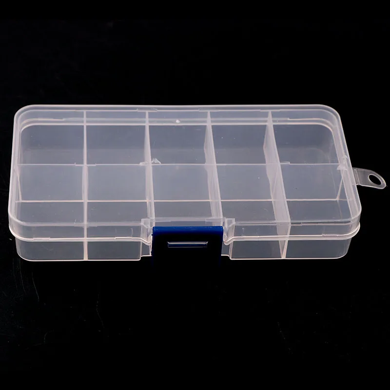 10 Grids Split Transparent Plastic Storage Box DIY Nail Art Tips Decoration Jewelry Small Components Hardware Tools