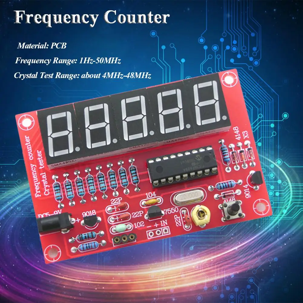 1Hz-50MHz PCB Frequency Counter Tester Crystal Oscillator Frequency Measurement Five Digital Display DIY Kit 1PC J3