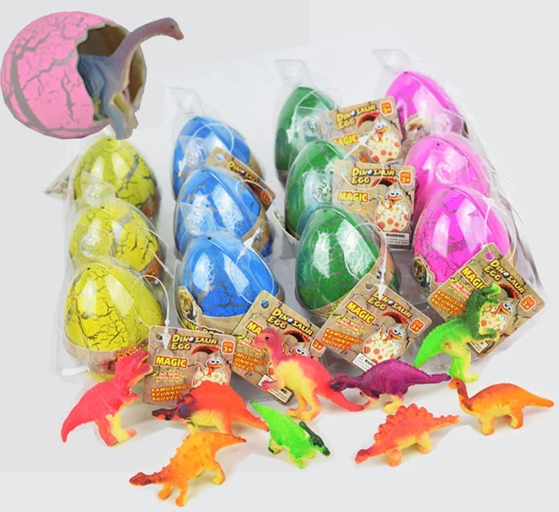 12 Pcs/Box 5*7cm Dinosaurs Figure Toys Water Hatching Inflation Dinosaur Egg Cracks Grow Egg Toys