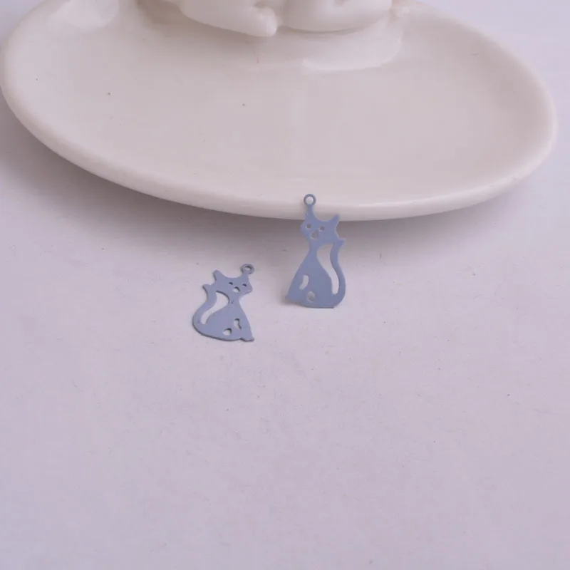 50 Stück Ac7850 Messing-Flachanhänger mit Katzenmotiv, niedliche Tier-Katzen-Anhänger – Detail 9