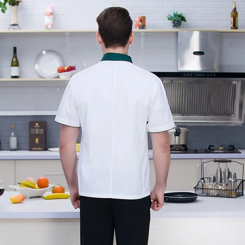 New Chefk Uniform Short Sleeve White Chefs Jacket Plus Size Work Clothing Women Men Cook Jacket Kitchen Chef T-shirt B-6571