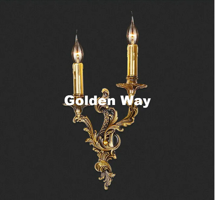 Classical Golden Brass Wall Lamp European Bronze Indoor Wall Sconce LightsCopper Wall light Decoration Lamp AC 100% Guaranteed