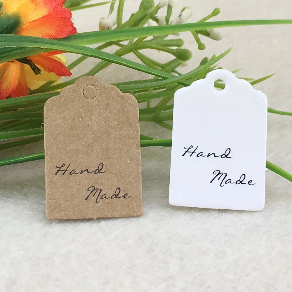 Etiquetas de papel kraft marrom com cabeça de flor para bolo artesanal, etiquetas de presente para bolo, roupas, casamento, festa, sacos/caixas de presente, 100 peças 3*2cm