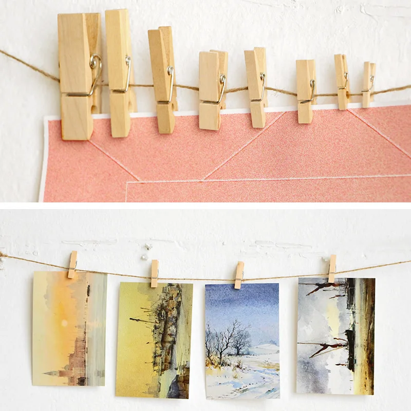 50 Stück Holzklammern in verschiedenen Größen, dekorative Fotoklammern, Wäscheklammer, handgefertigt, Kunsthandwerk, Dekoration, Heringe, Zuhause, Büro, Schule, DIY-Spielzeug – Detail 14
