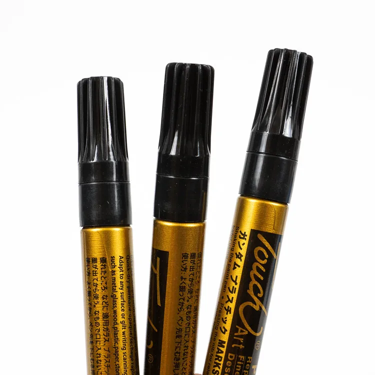 2 or 4pcs/Lot Permanent Marker Pen Set Oily 2mm Waterproof Paint Marker for Tires Metal CD Glass Gold Metallic Pens Markers