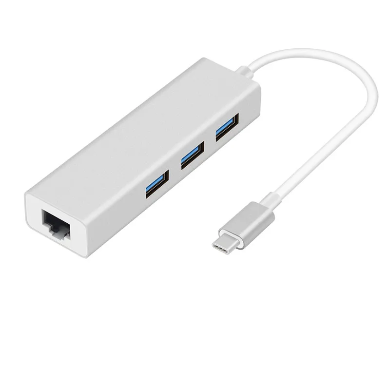 

KuWfi USB3.0 3 Ports USB Type C To HUB 10/100/1000 Network Card USB C HUB Gigabit Ethernet Rj45 Lan Adapter For MacBook