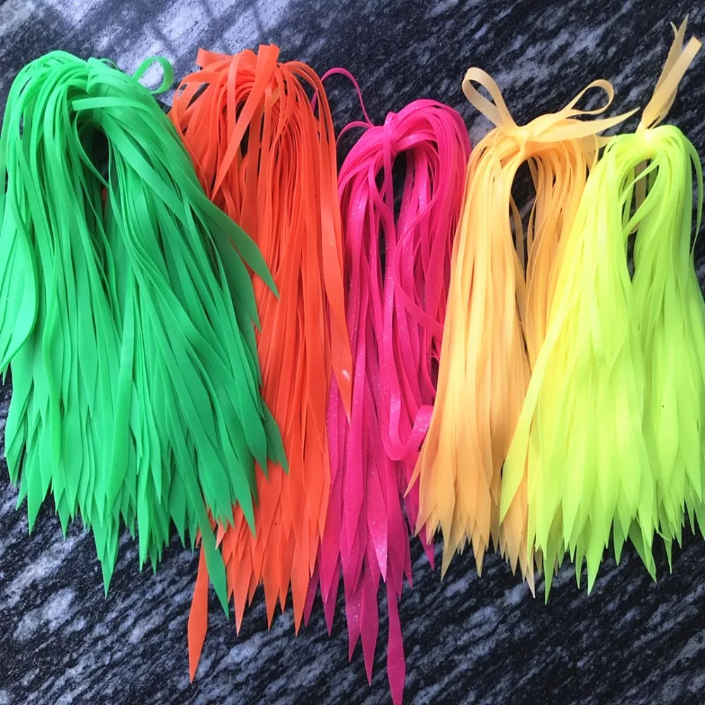 

50 pcs 5 colors Colorful Silicone Streamer Spinnerbait Buzzbait Rubber Jig Lures skirt Variety of colors