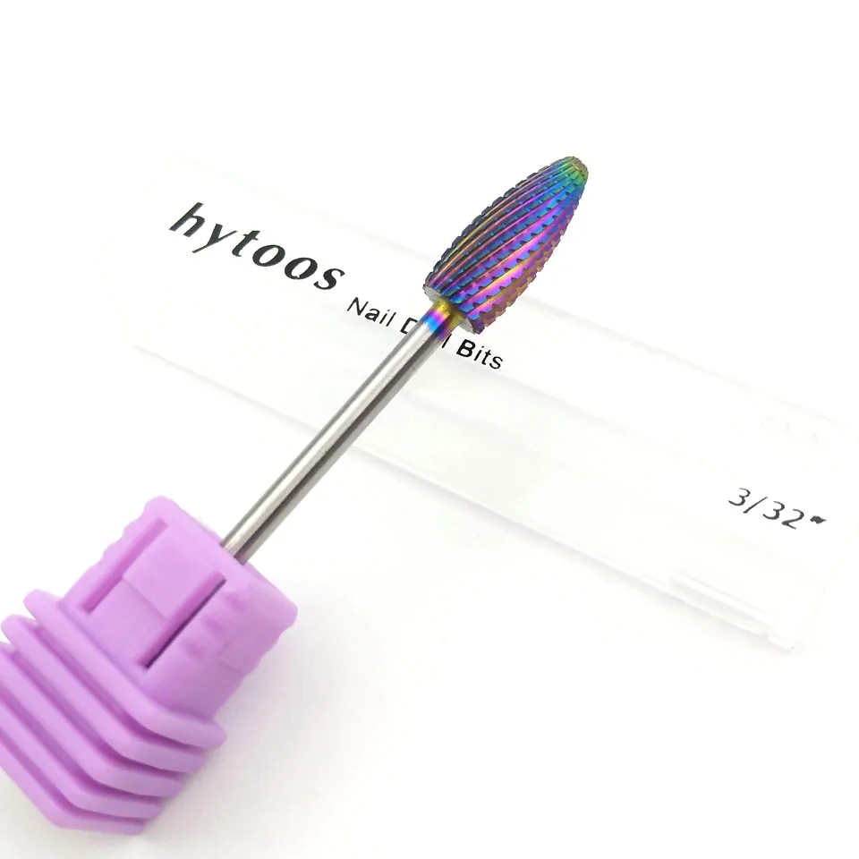 Hytoos 5 Loại Cầu Vồng Lớp Phủ Hợp Kim Vonfram Burrs Móng Mũi Kim Loại Bit Cho Dụng Cụ Làm Móng Khoan Phụ Kiện Dao Phay