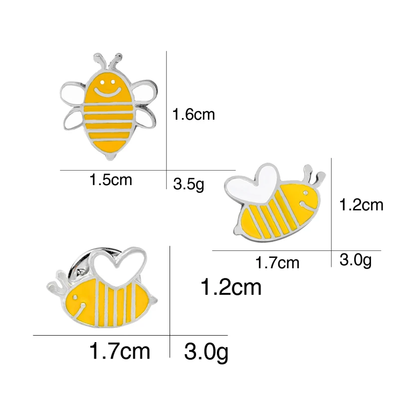 honeybee Pin Set white yellow bee pins and broches mini Cartoon hat bag badge Jewelry Brooches gift For children boys girls
