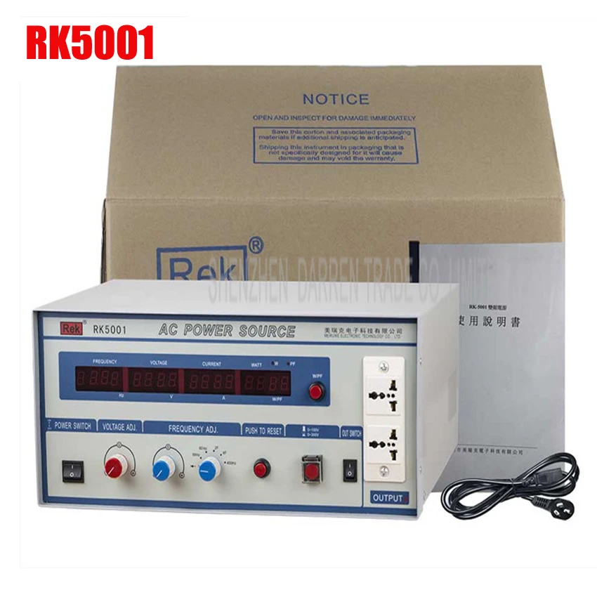 

RK5001 AC Power Supply Variable Frequency AC Power Source 1KVA 220V 1KW, Low=0-150VAC High=0-300VAC