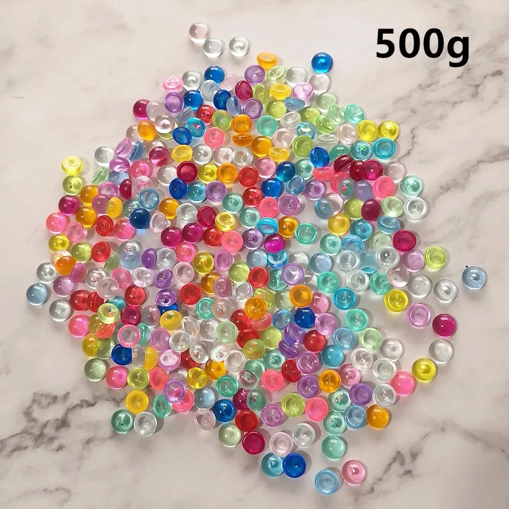 500g 21 colors Crystal Flat Fishbowl Beads Slime Accessories Colorful Rubber Balls for Slime Filler DIY Supplies Decoration