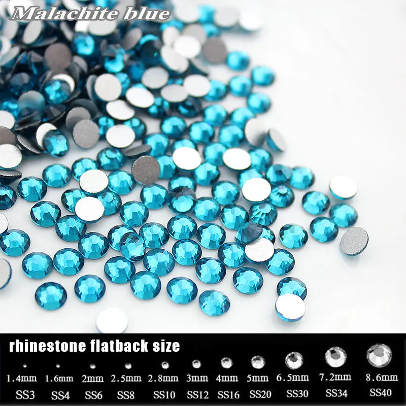 SS4-SS34 Malachite blue rhinestone for Nail Art (288-1440pcs)/pack Flat back Non Hotfix Glue on Nail Art Rhinestones Boutique