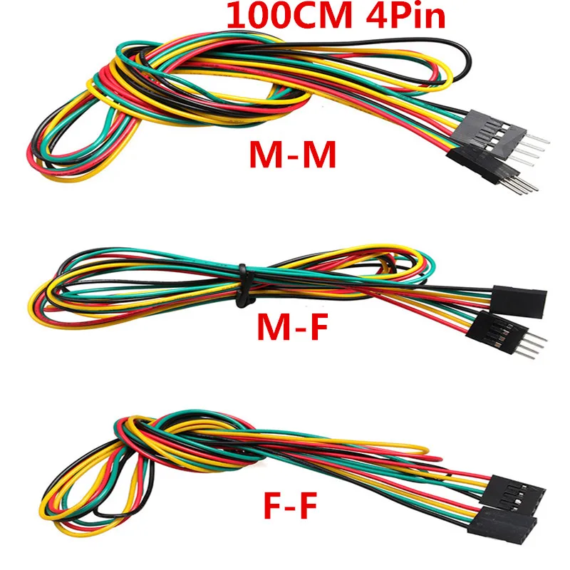 10 sztuk/partia 4pin 100 cm M-M/M-F/F-F przewody rozruchowe 2.54mm AWG26 DuPont kabel do DIY elektroniczny deska do krojenia chleba