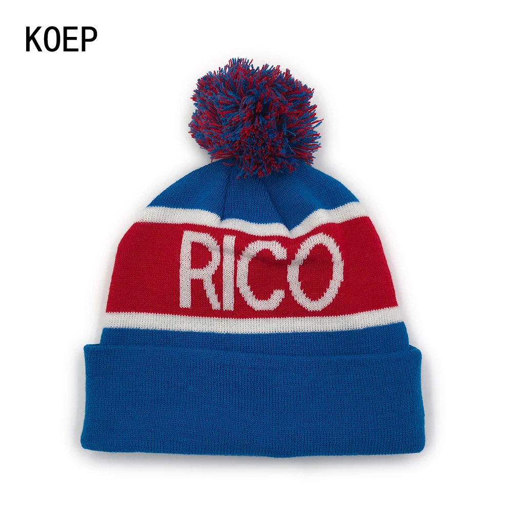 KOEP New RICO PUERTO Beanies Knit Cap Couple Winter Caps Skullies Bonnet Winter Hats For Men Women Beanie Ski Sports Warm Caps