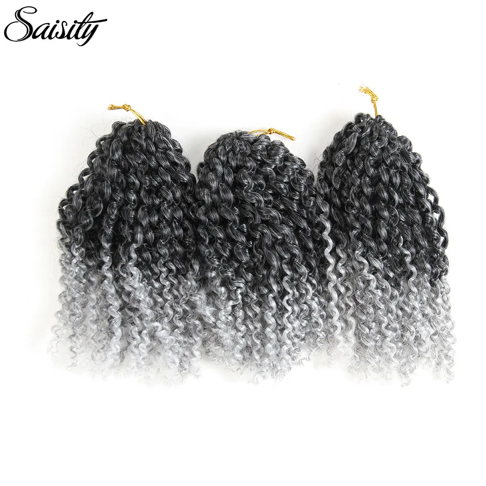 

Saisity Gray Ombre Hair Extensions Synthetic Marlybob Jerry Curl Jamaican Bounce Crochet Hair Afro Kinky Curly Crochet Braids