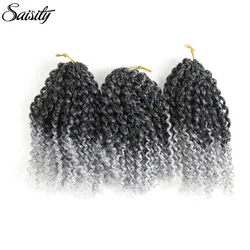 Saisity Gray Ombre Hair Extensions Synthetic Marlybob Jerry Curl Jamaican Bounce Crochet Hair Afro Kinky Curly Crochet Braids