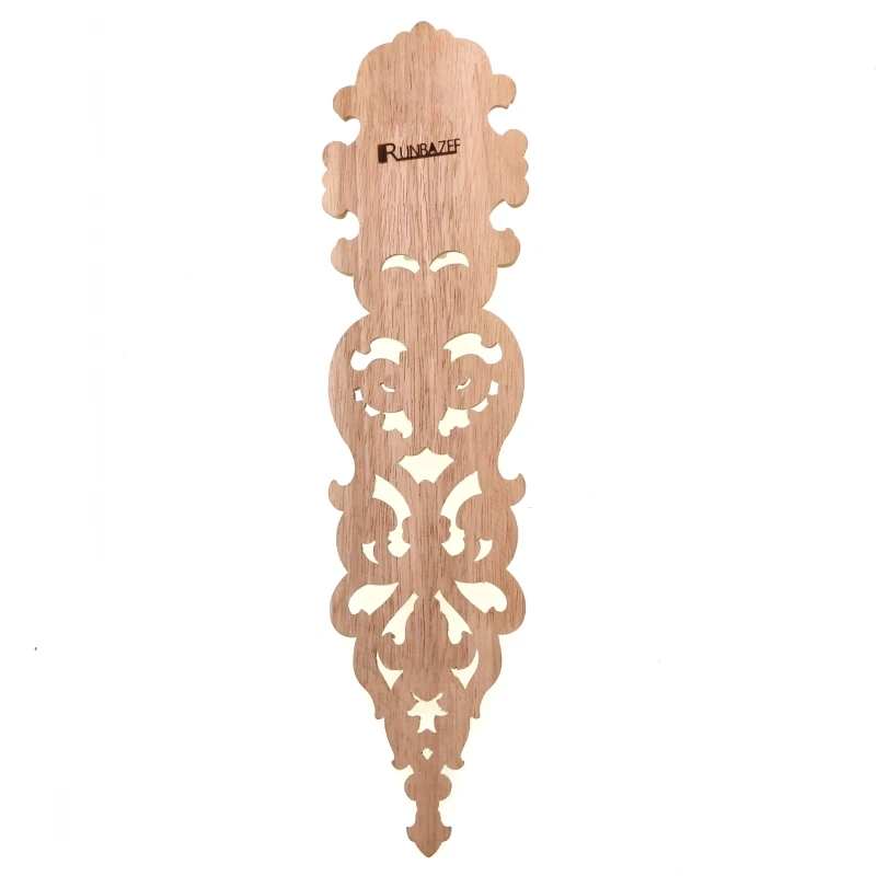 RUNBAZEF Exquisite Furniture Decorative Carving Accessories Flower Long Applique Solid Wood Laminate Retro Heart Shaped Figurine