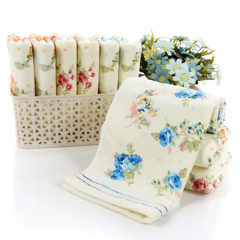 New Flower Printed Cotton Face Towel,Quality Pattern Bathroom Hand Towels,High Quality Beach Terry Towels,Petites Serviette Main