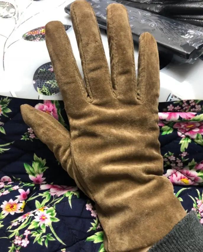 Women's Natural Leather Gloves Female Genuine Suede Leather Brief Solid Color Motorcycle Driving Gloves R752