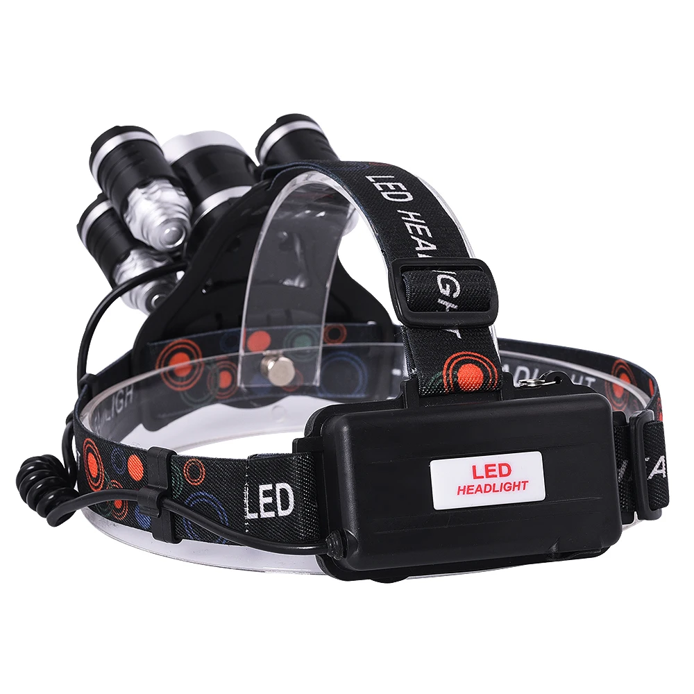 Anjoet faro 5 LED * T6 la cabeza de la lámpara linterna antorcha Lanterna luz pesca caza + 18650 batería AC /DC cargador