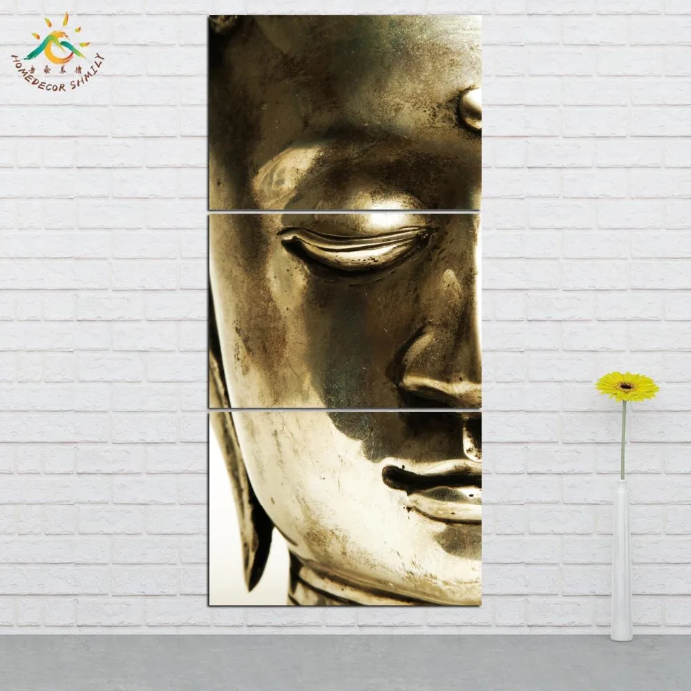 

Wall Art Prints Canvas Art Painting Modular Picture And Poster Copper Buddha Statue Canvas Painting Decoration Home 3 PIECES