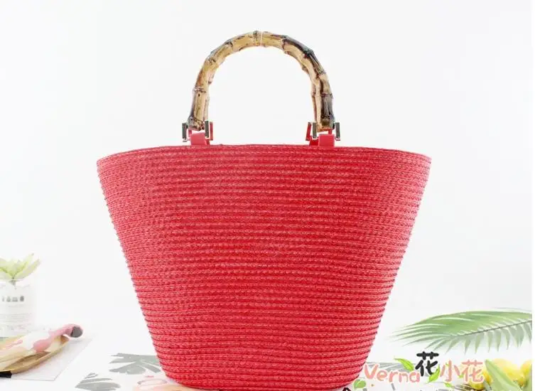 2019 South Korea\'s New Straw bag Casual Handbag Summer Holiday Shoulder Bag Woven Bag Shoulder Simple Solid Color Wild Straw Bag