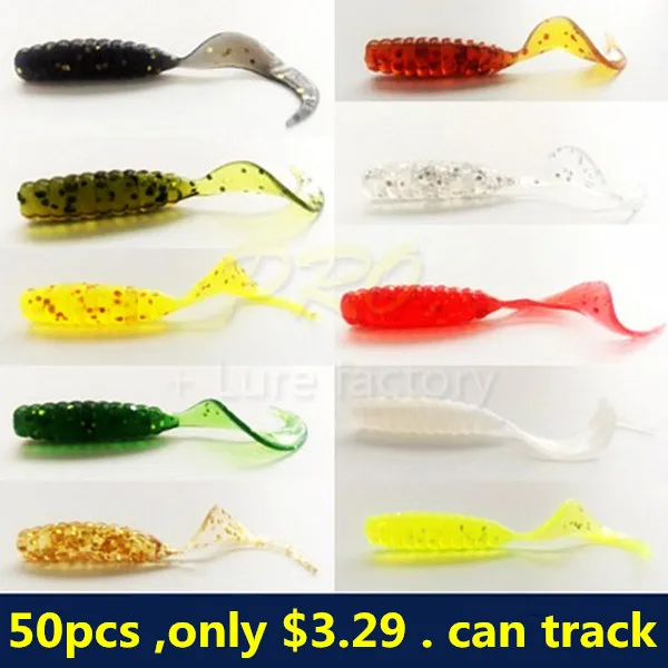 

JYJ Soft plastic artificial isca pesca tail protein Grub lure fishing worm moggot grub lure baits 4cm 50pcs Free shipping