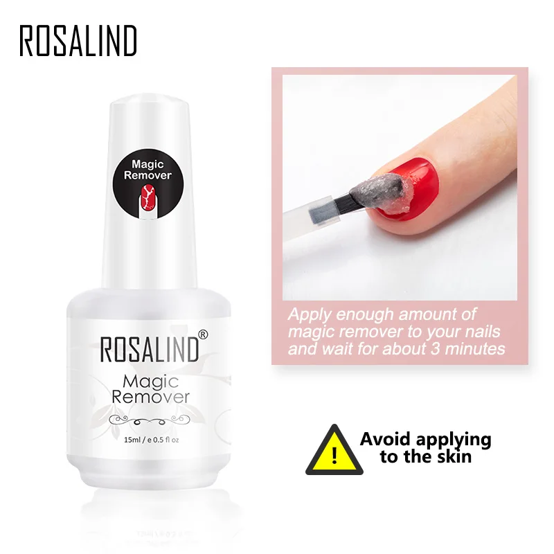 ROSALIND Nail Gel Polish Magic Remover For Manicure Fast Clean Within 2-3 MINS Gel Nail Polish Remove Base Top Coat