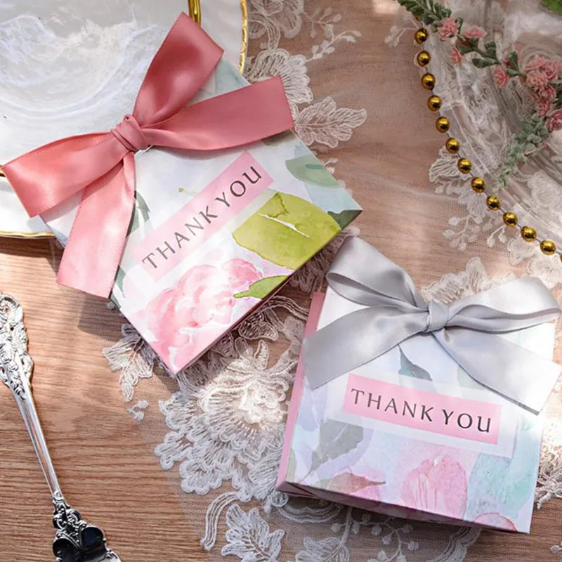 European 4 creative gray marble wedding like candy box baptism party ''thank you'' gift bag chocolate candy handbag 50pcs