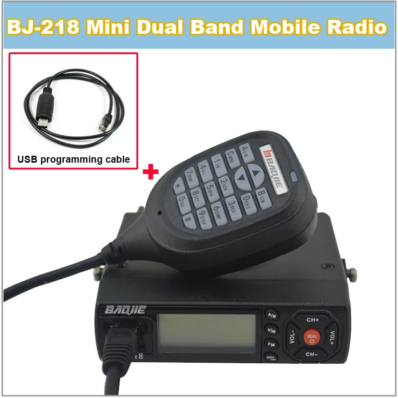 Hot Sale BJ218 BJ 218 BAOJIE BJ-218 Dual Band 136-174/400-470MHz Dual band Mini mobile Radio +USB Programming Cable