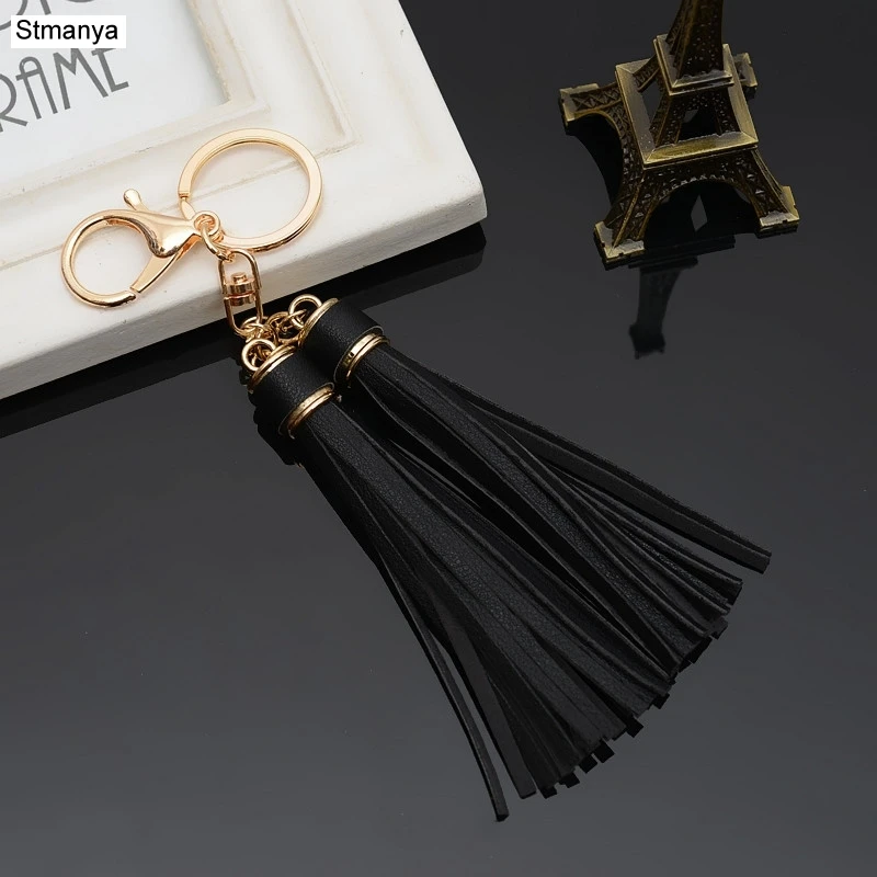 High Grade Key Chain Classical double Tassel car key ring Good quality Solid Color Bag pendants female fashion Keychain K1788