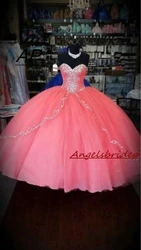 ANGELSBRIDEP Quinceanera Dress For 15 Years Fashion Pink Embroidery Floor-Length Womens Sweet 16 Dress Debutante Gowns