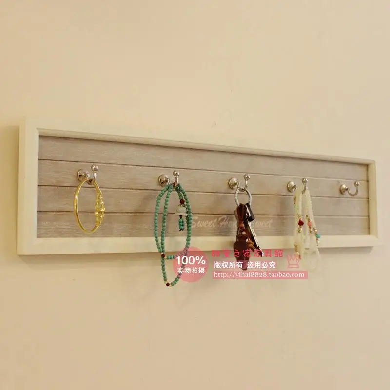 Creative coat hooks wall clothing store American retro decorative wood coat hooks key hook wholesale jewelry rack