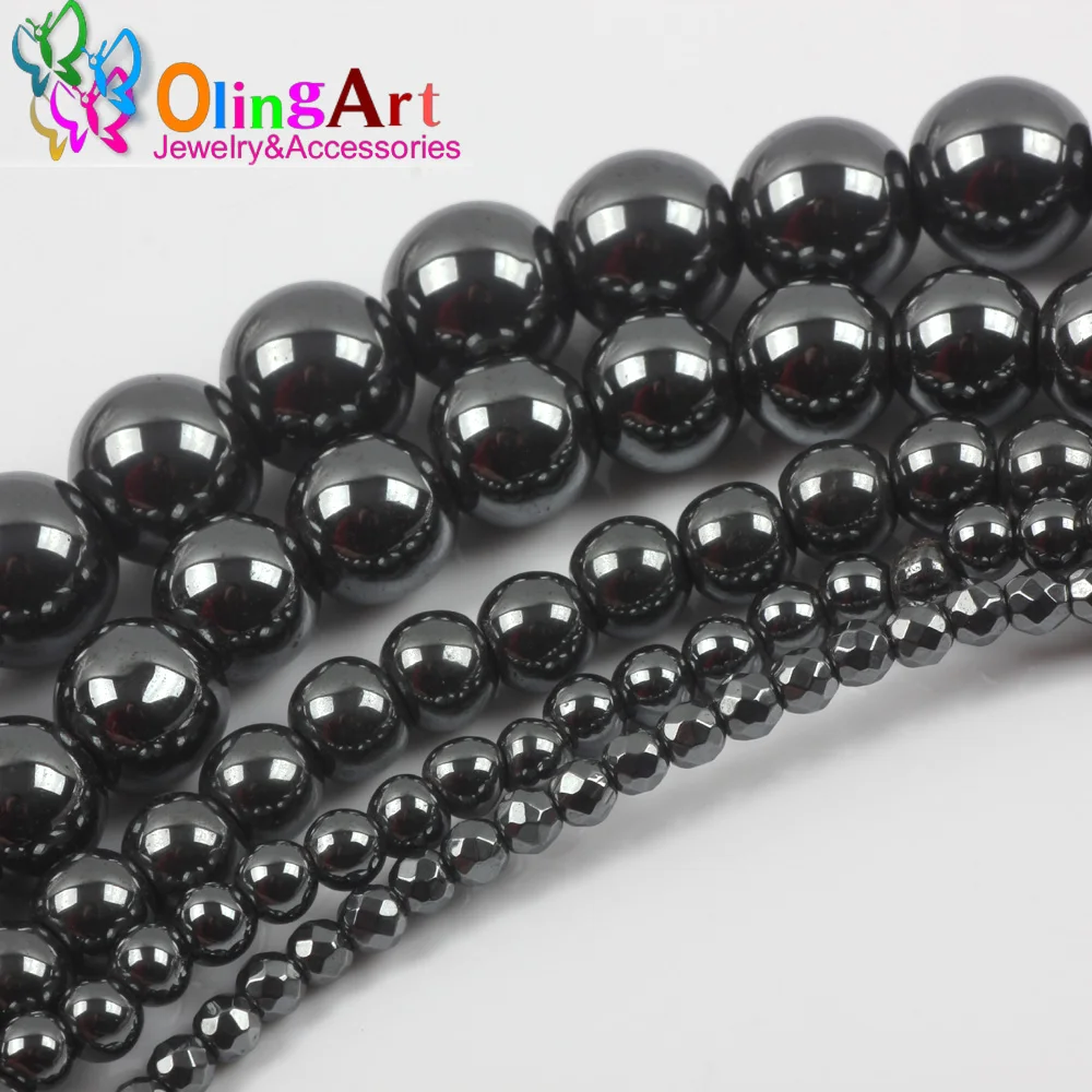 3/4/6/8/10MM 120/100/75/30/25PCS/LOT Natural Stone Black Hematite Round Beads necklace Bracelet jewelry