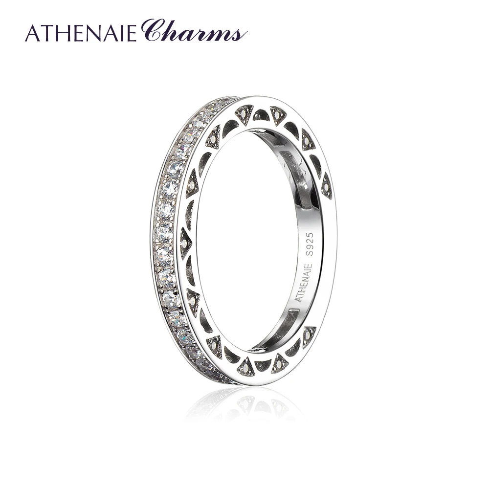 

ATHENAIE 925 Sterling Silver Cubic Zirconia Stackable Ring Eternity Bands for Women Wedding Color White