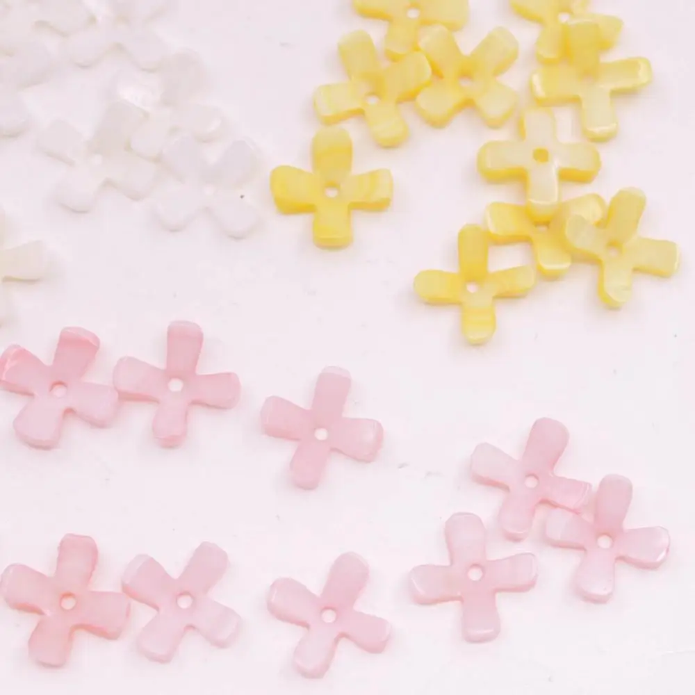 5 PCS 11mm 4 Leaf Flower Shell Mother of Pearl White Pink Yellow Choose