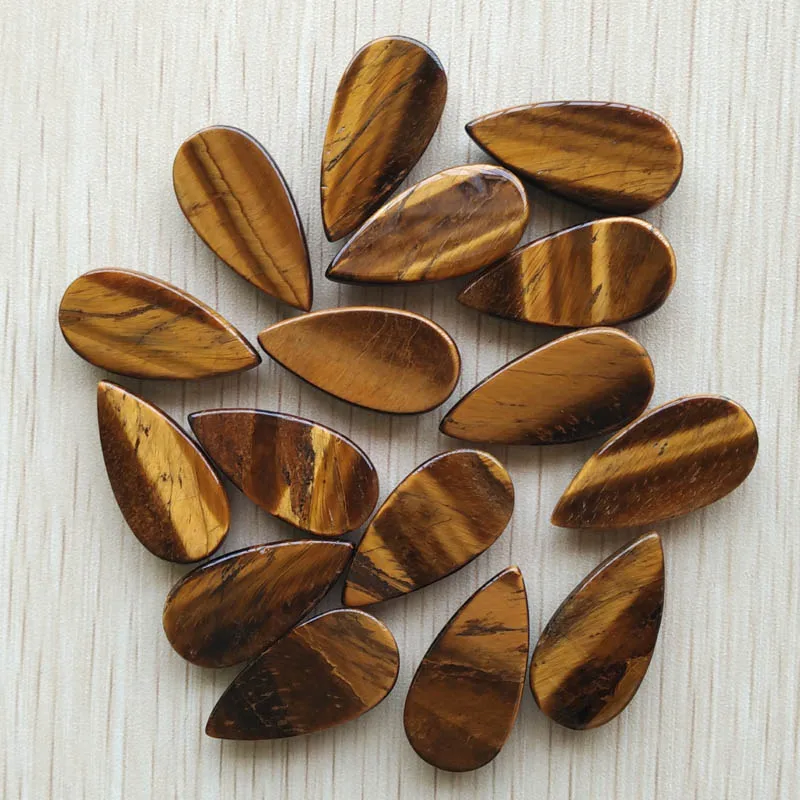 Fashion high quality natural tiger eye stone water drop cab cabochons beads 15x30mm for Jewelry making free Wholesale 24pcs/Lot