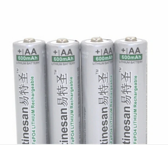 4 pcsETINESAN 3.2โวลต์600มิลลิแอมป์ชั่วโมงLiFePO4 AAไฟฉายแบตเตอรี่แบบชาร์จไฟ,กล้อง,เครื่องโกนหนวด,วิทยุ,เมาส์ควบคุมระยะไกล,นาฬิกาพัดลมของเล่น