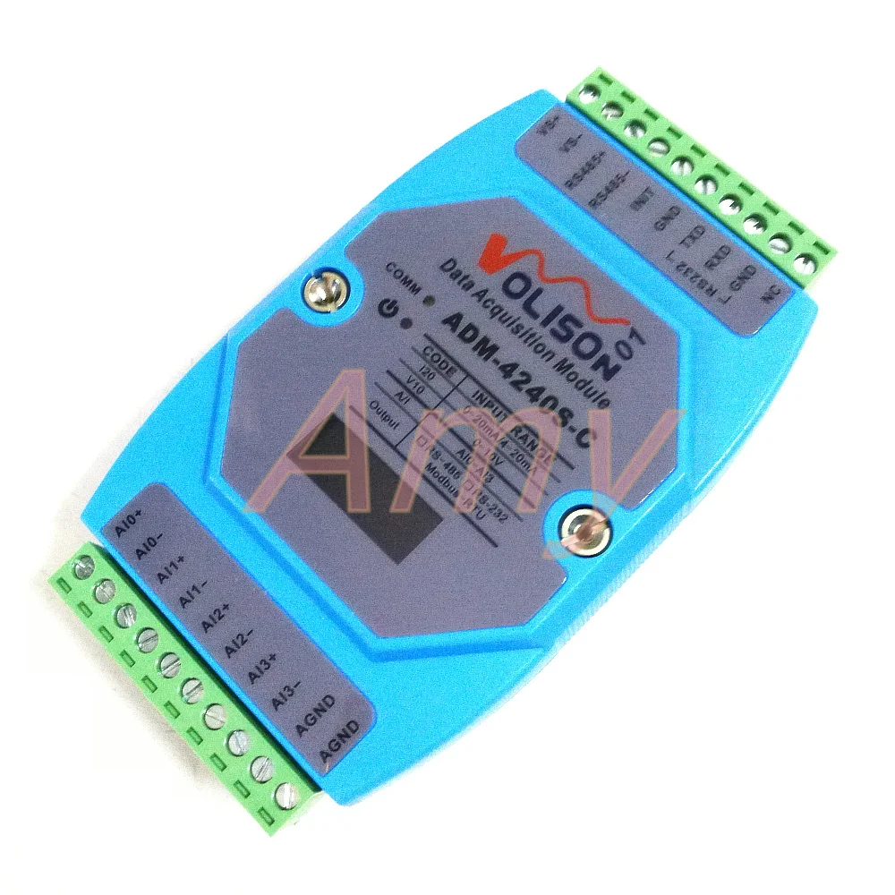 ADM-4240   4 way analog acquisition module 4-20mA 0-10V 0-20mA to 485 current voltage Modbus RTU